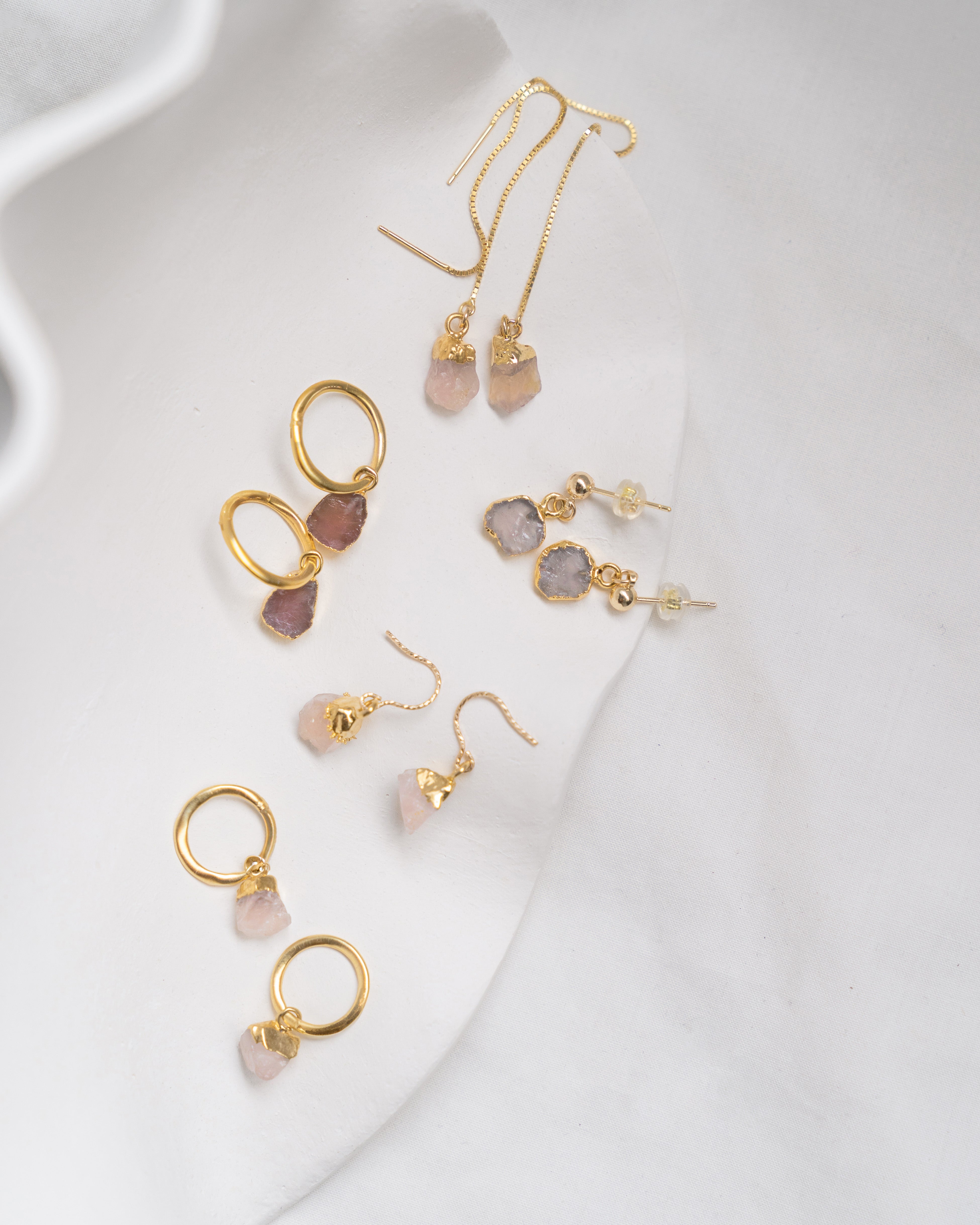 October Birthstone | Rose Quartz Earrings