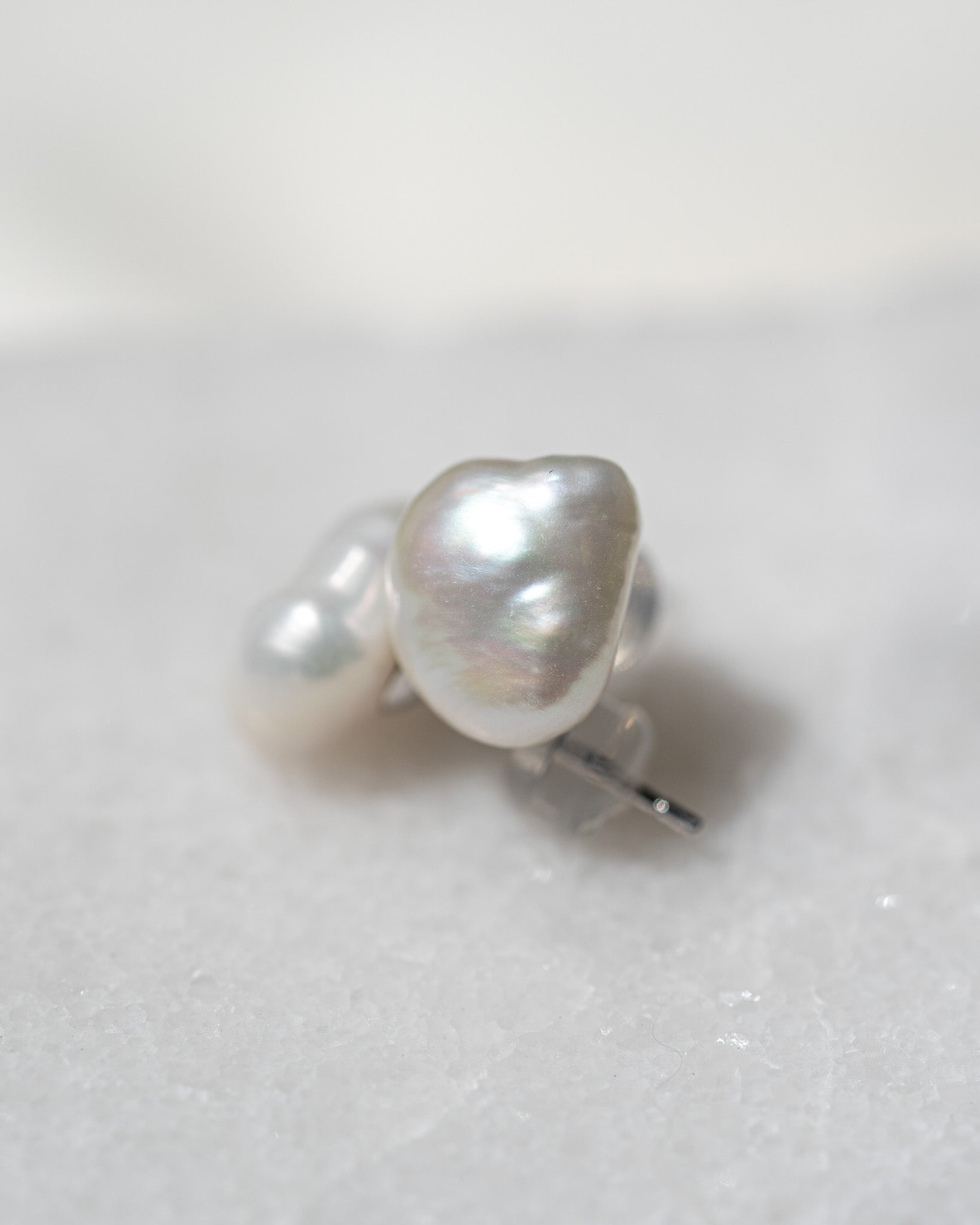 Irregular Pearl Studs | Solid Gold