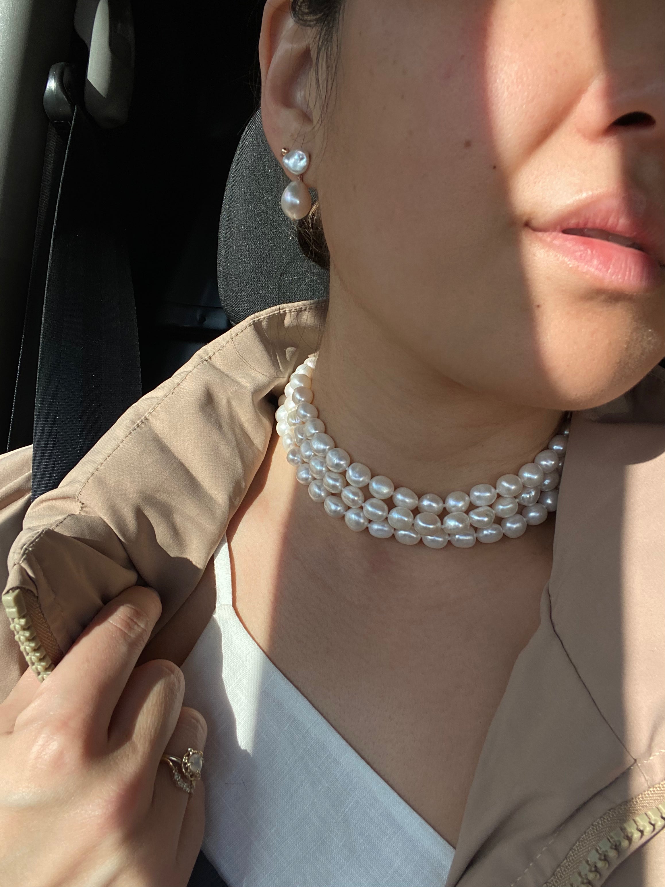 Elisse 3 Row Pearl Choker