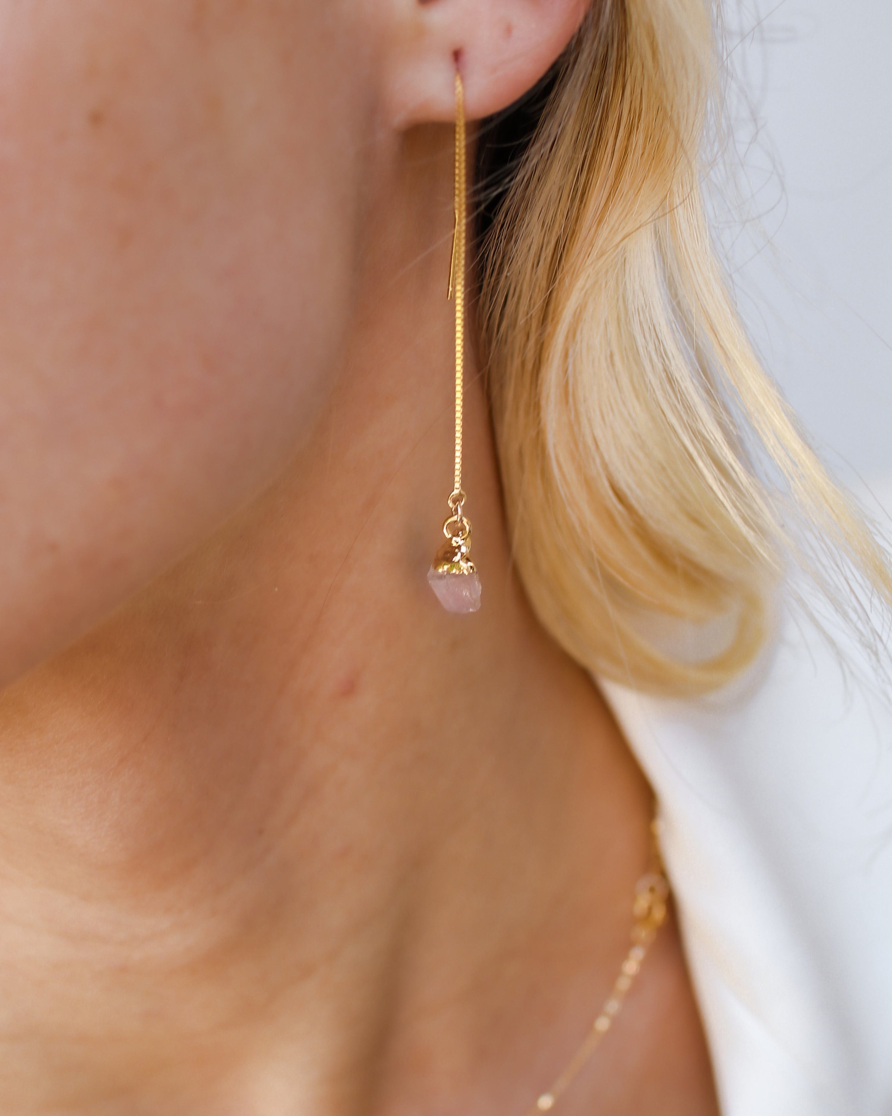 October Birthstone | Rose Quartz Earrings