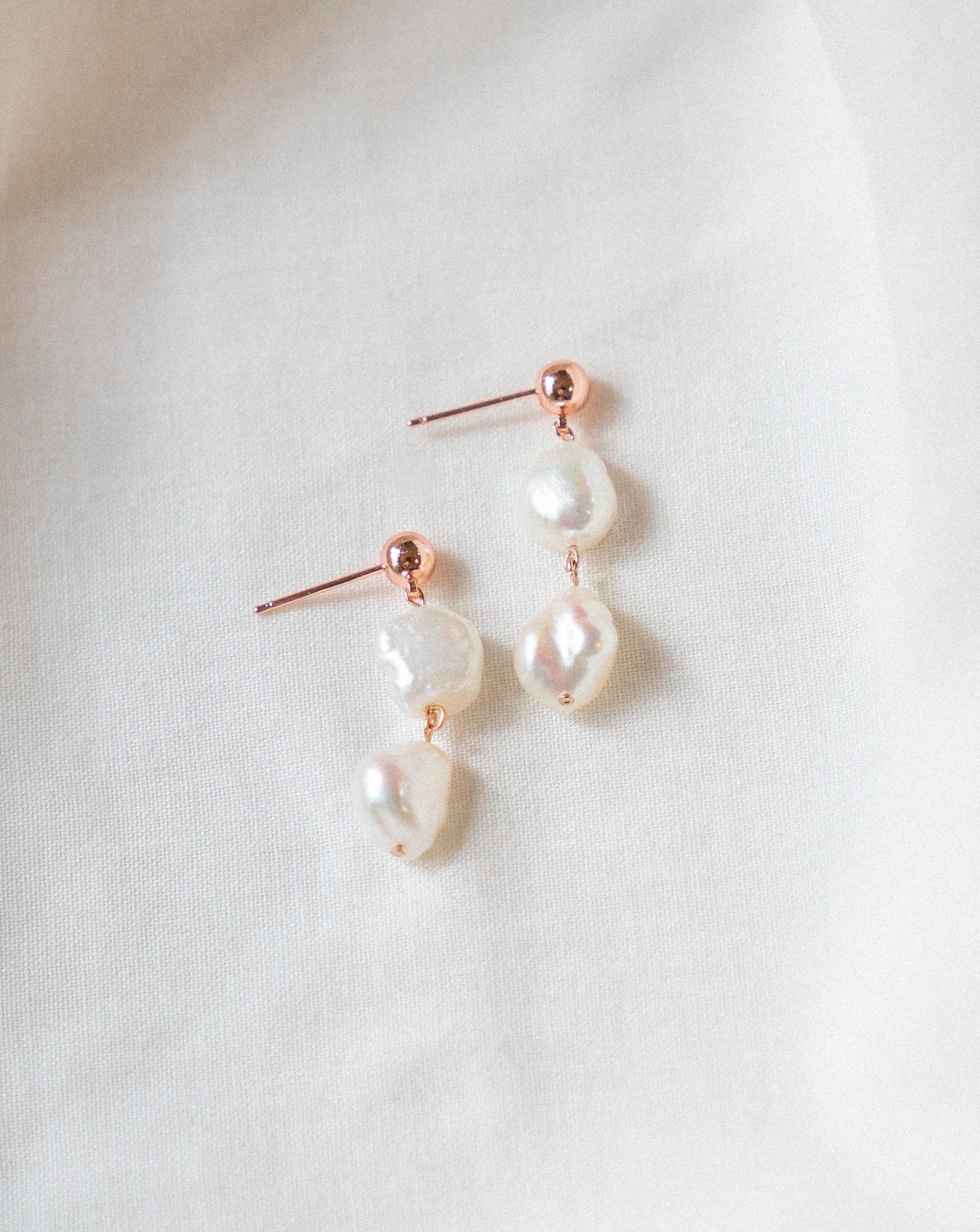 Elisse Double Pearl Drop Studs