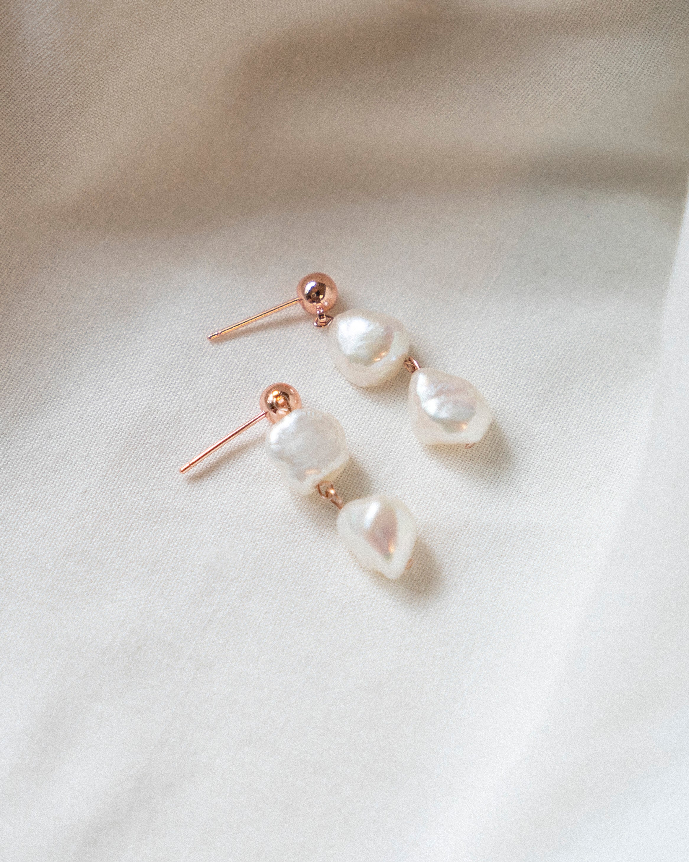 Elisse Double Pearl Drop Studs