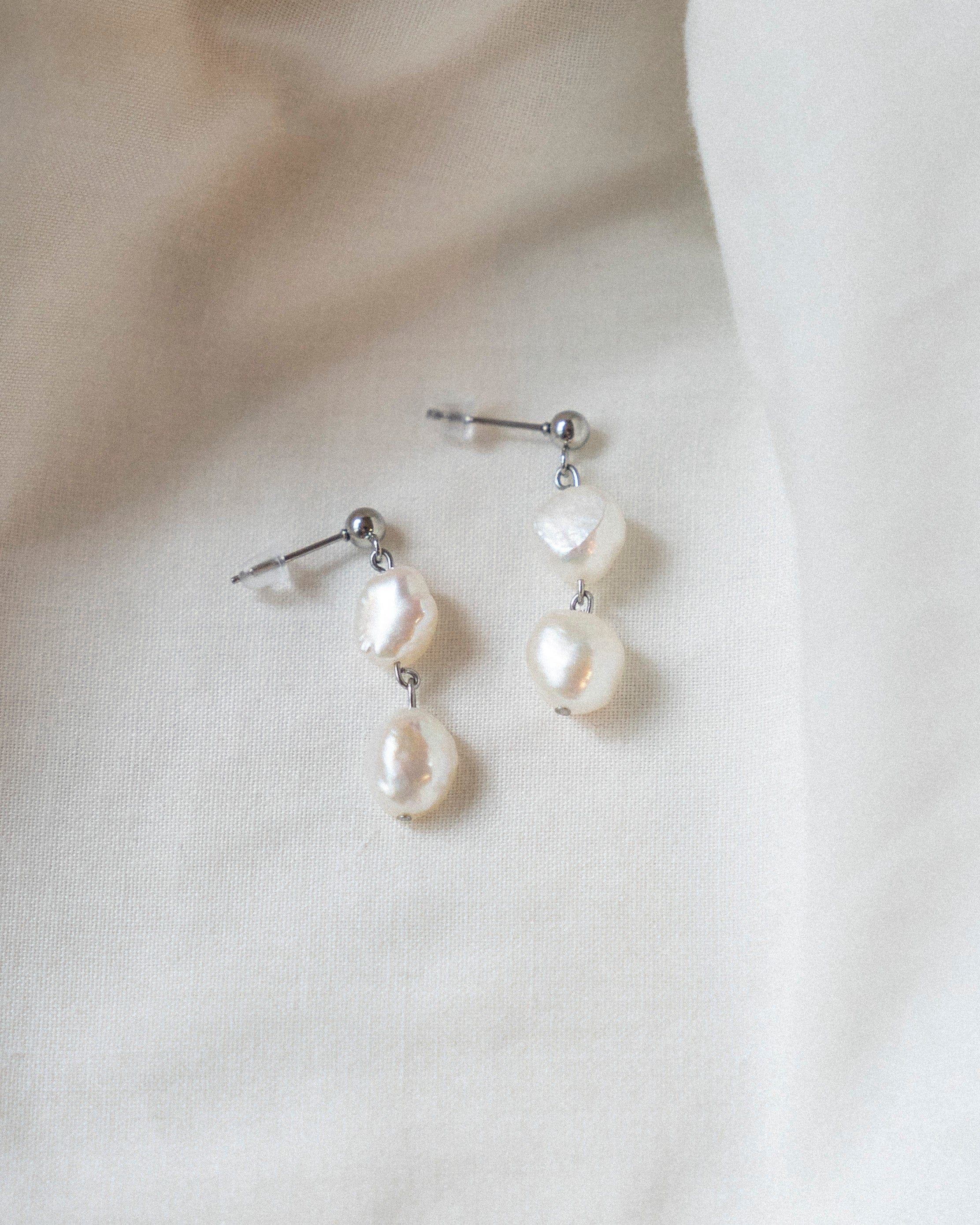 Elisse Double Pearl Drop Studs