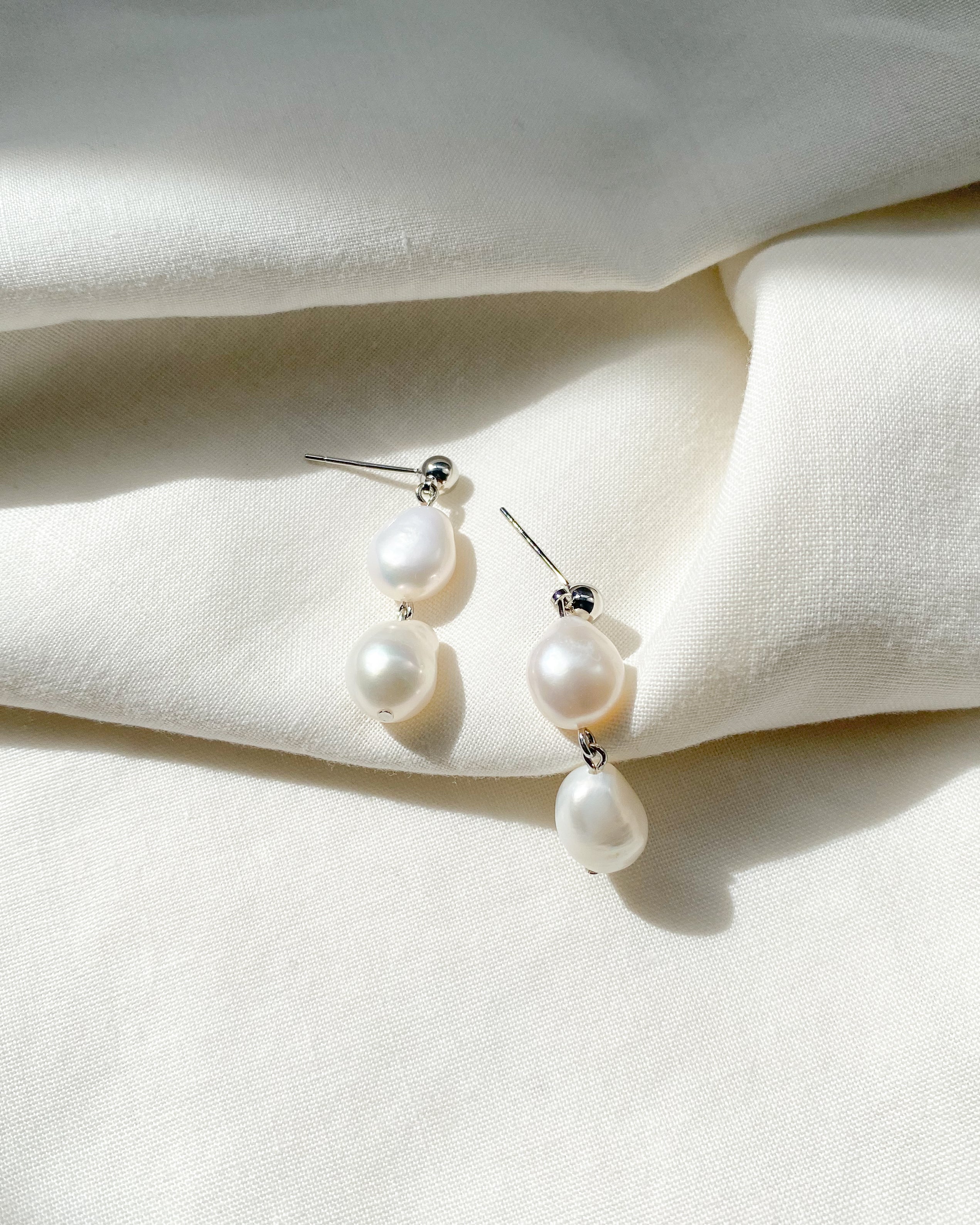 Elisse Double Pearl Drop Studs