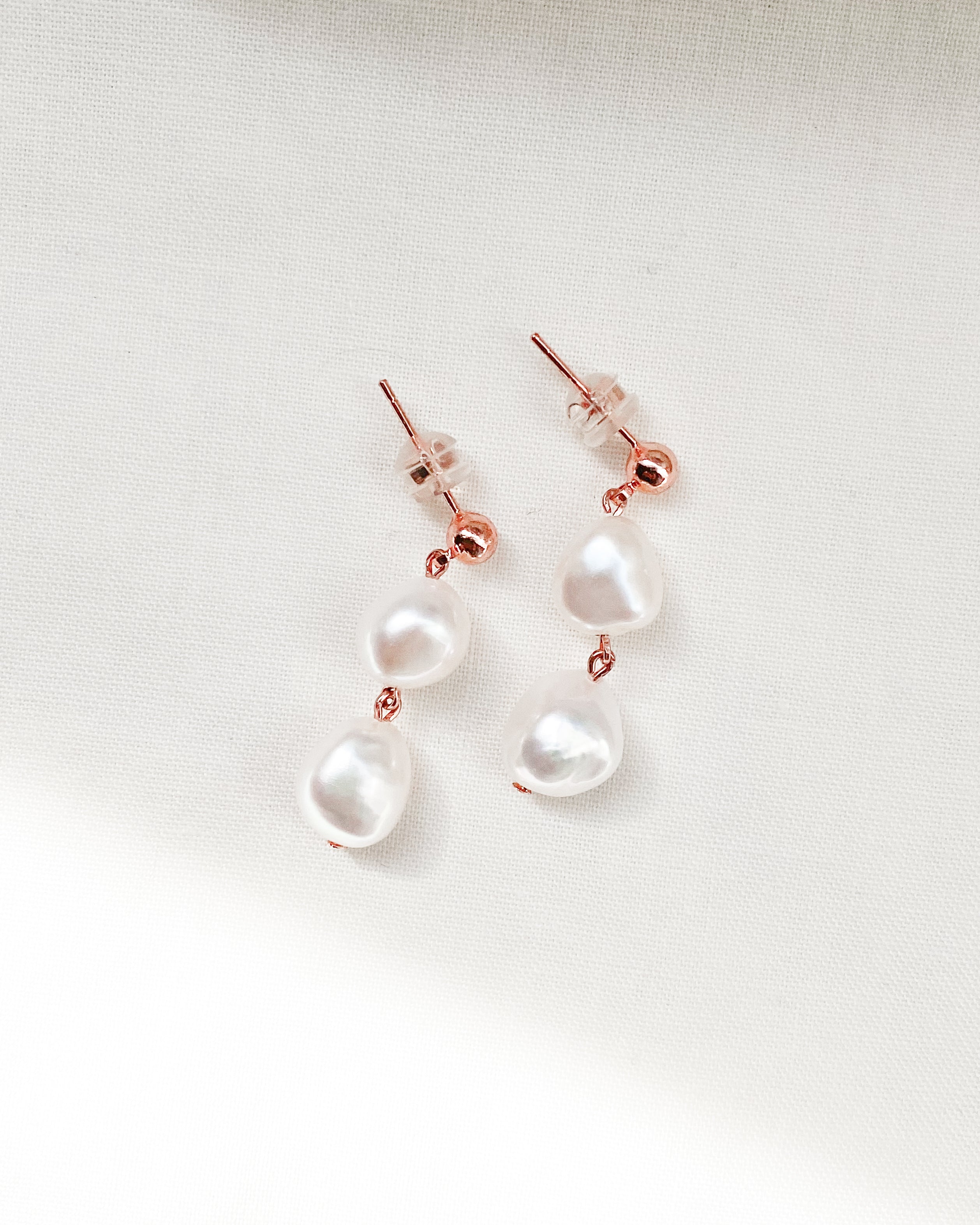 Elisse Double Pearl Drop Studs