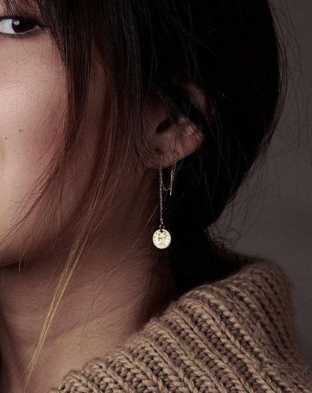 Ares Coin Ear Threaders