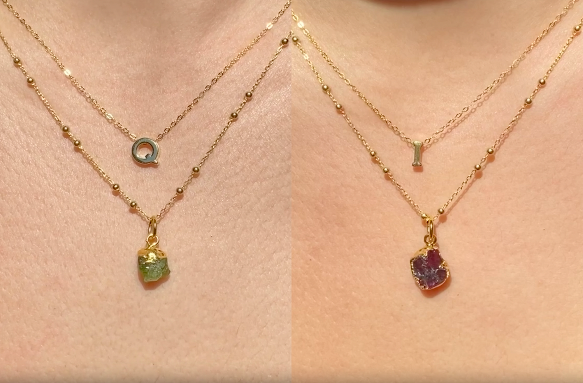 ALPHABET + BIRTHSTONE NECKLACE SET