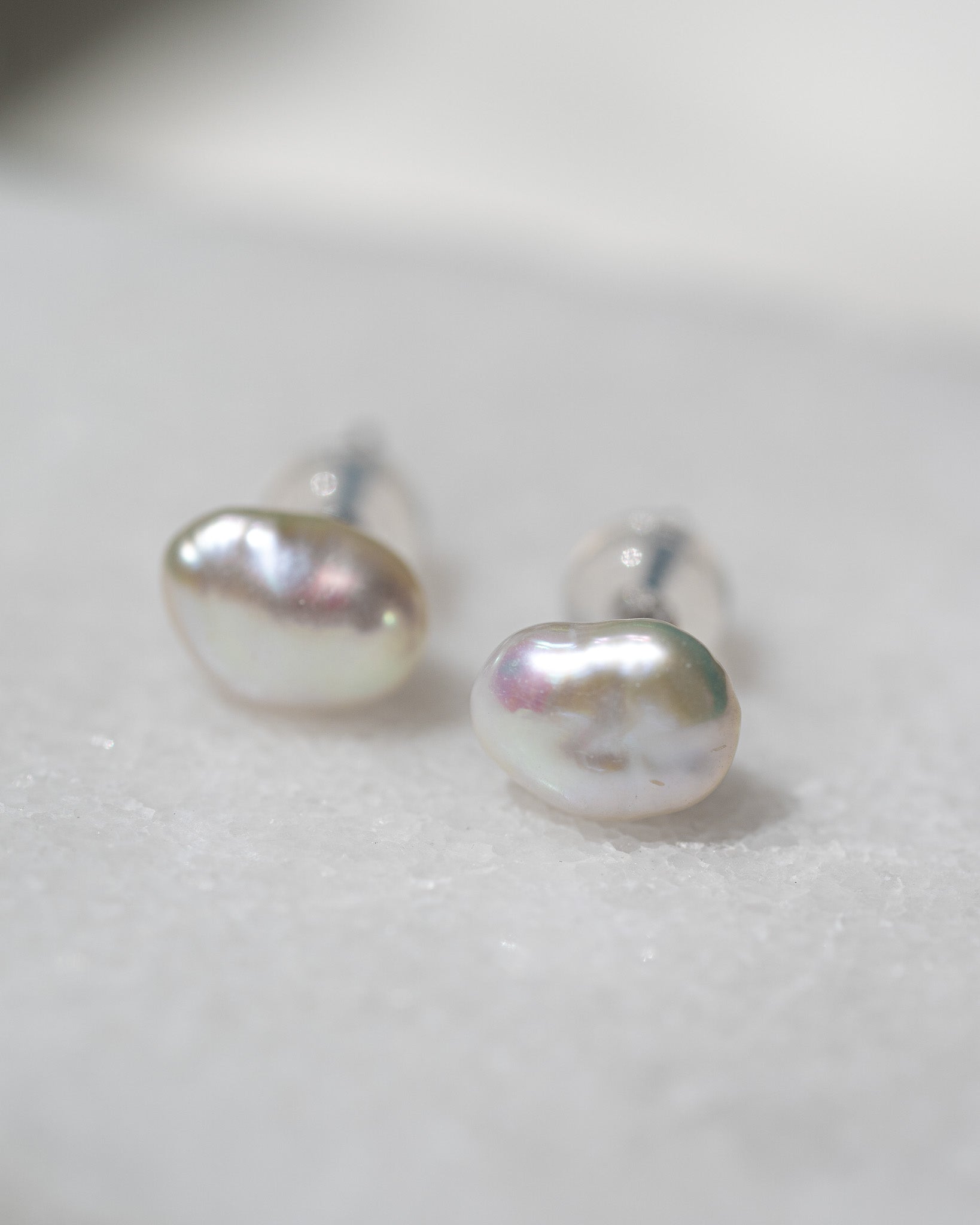 Irregular Pearl Studs | Solid Gold