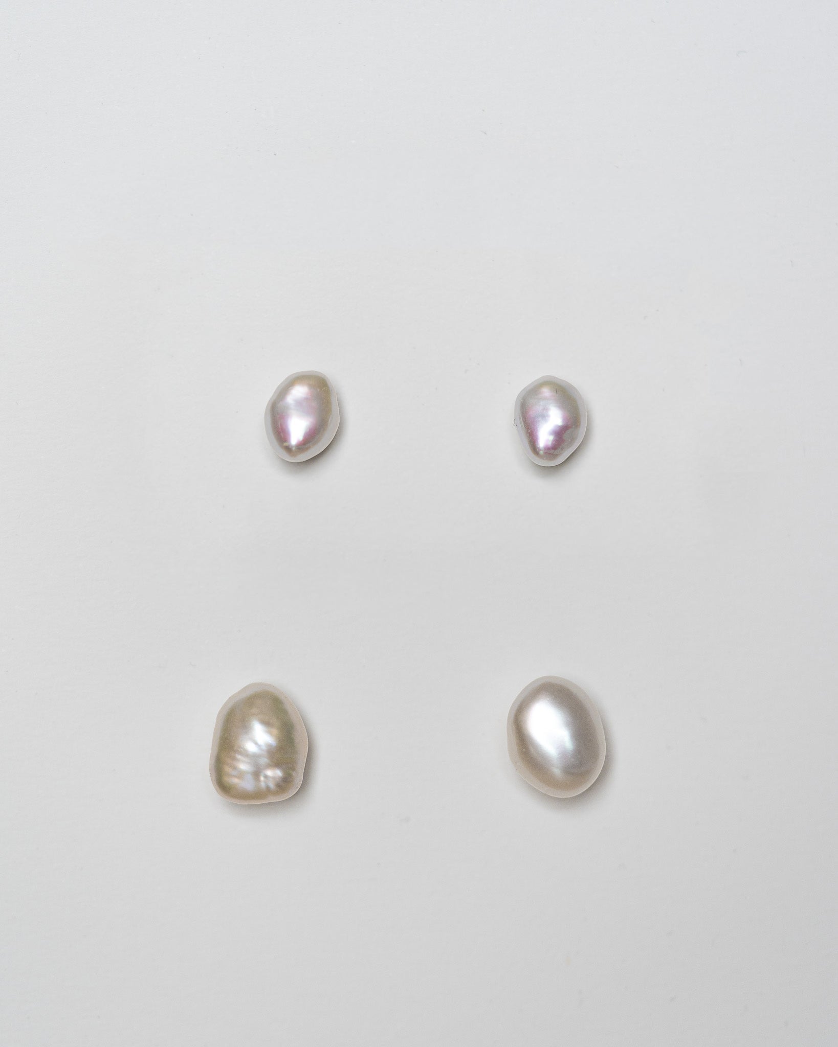 Irregular Pearl Studs | Solid Gold