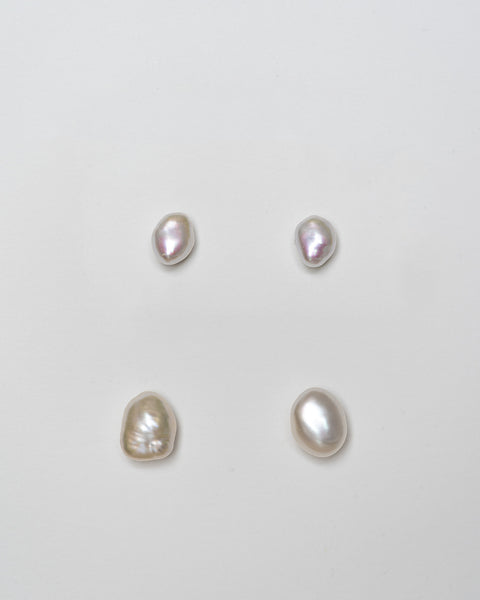 Irregular Pearl Studs | 18k Solid Gold