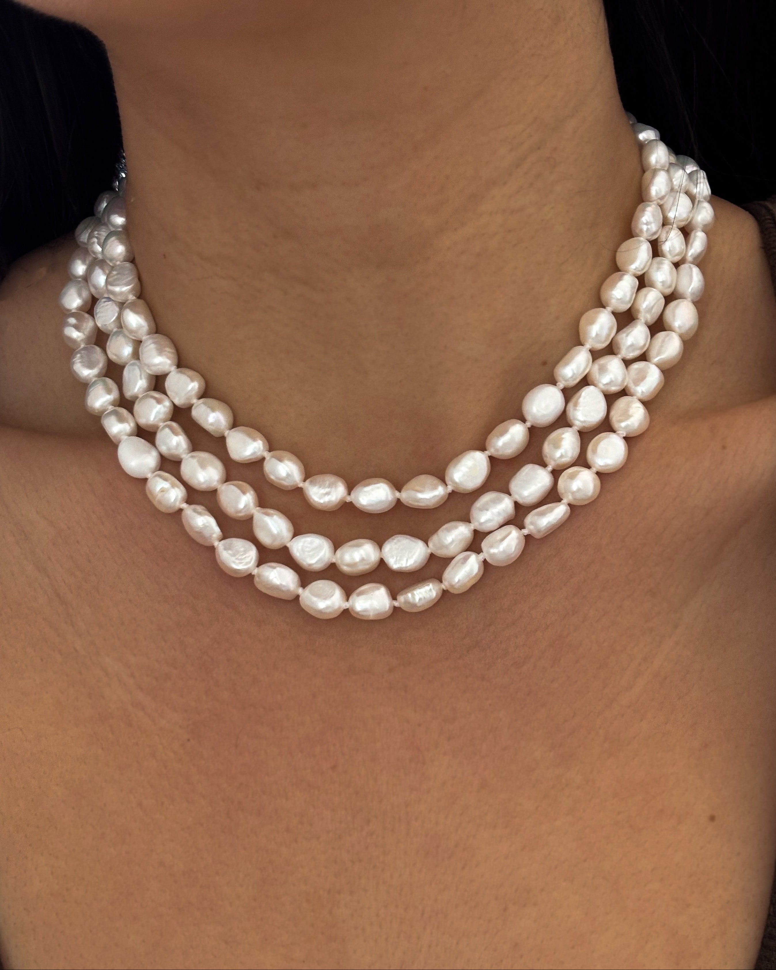Eleanor 3 Row Pearl Necklace
