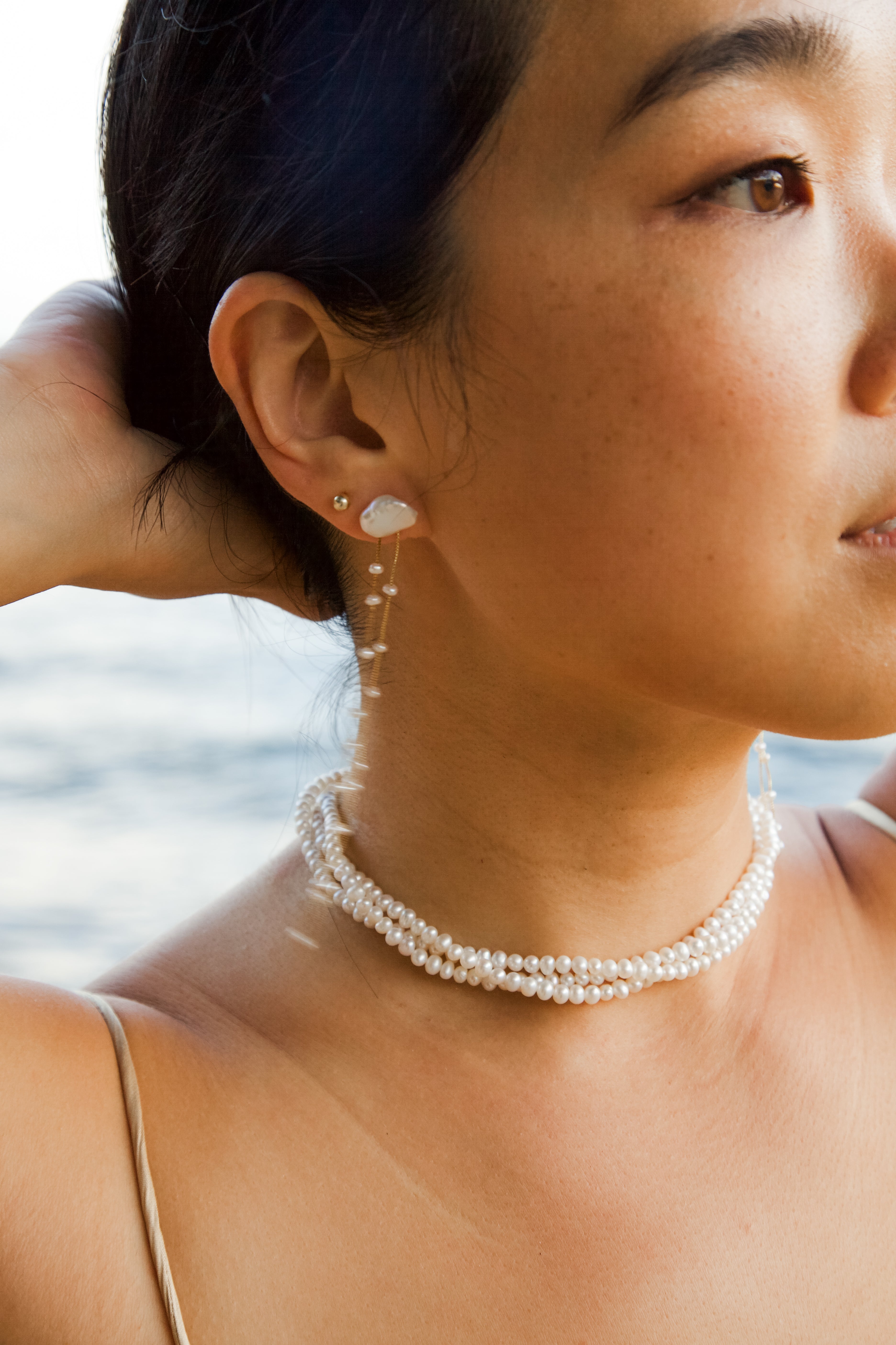 Adeline 3 Row Pearl Choker